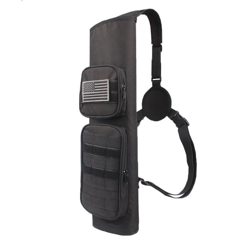 KRATARC Archery Back Arrows Quiver Bag with Molle System and Pockets for Hunting Shooting Target Practice (Black- molle design) - Image 1